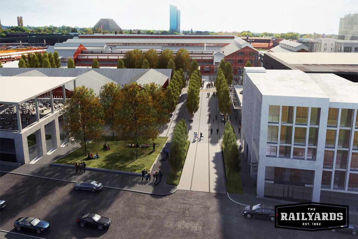 Concept art of the Railyards. Learn more about some of the smart growth strategies used at the Railyards.