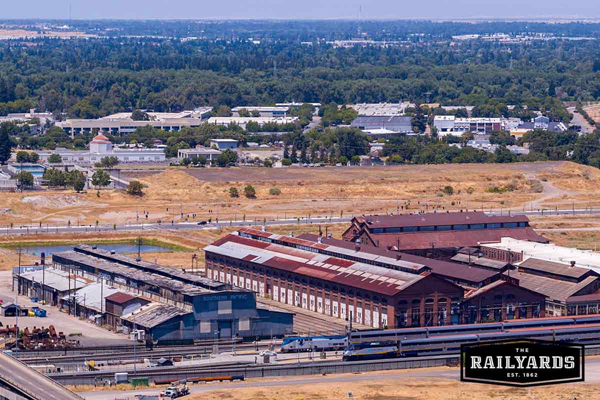 An image of the former site of Sutter Slough at the Sacramento Railyards
